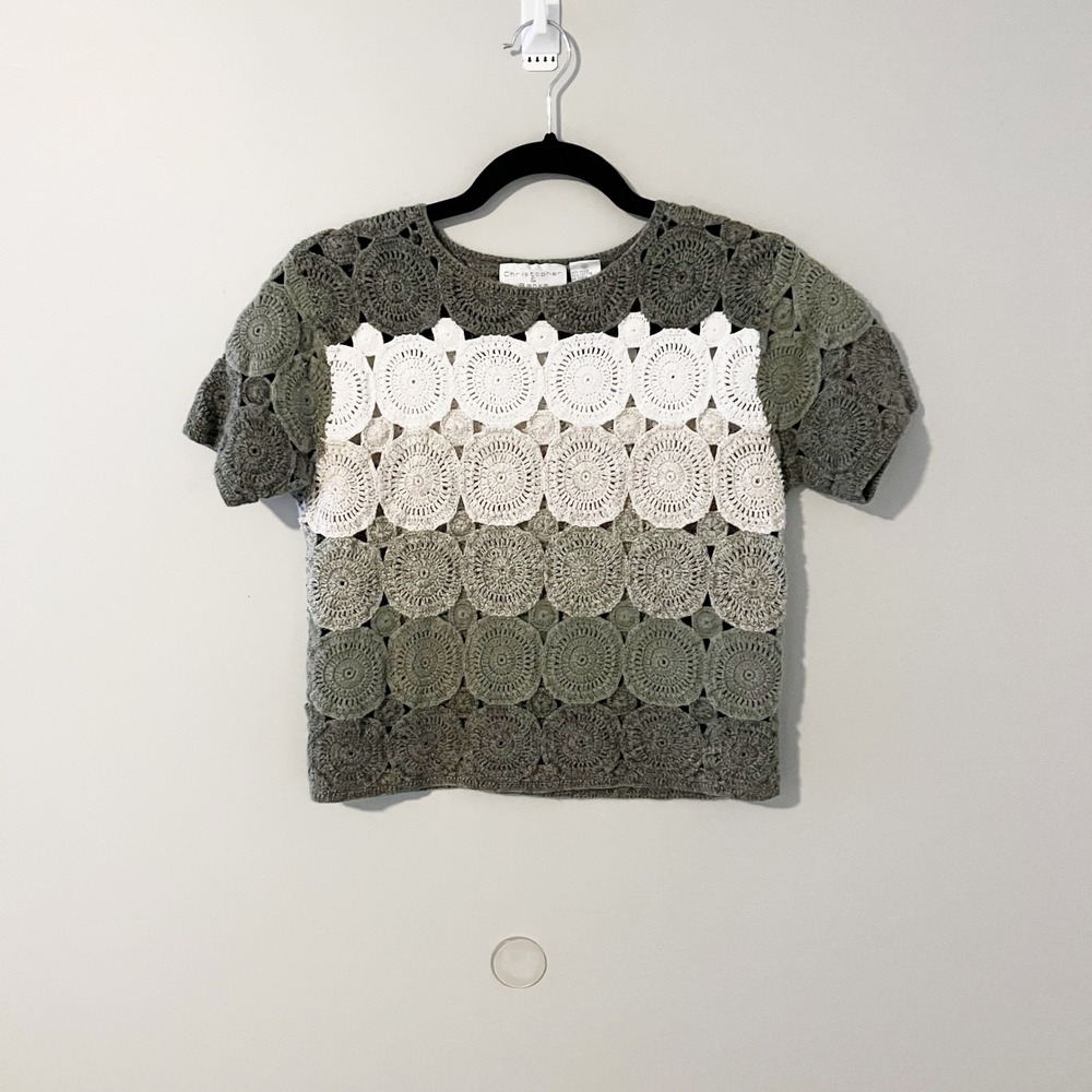 Crochet circle doily green ombré‎ crop top xs/small